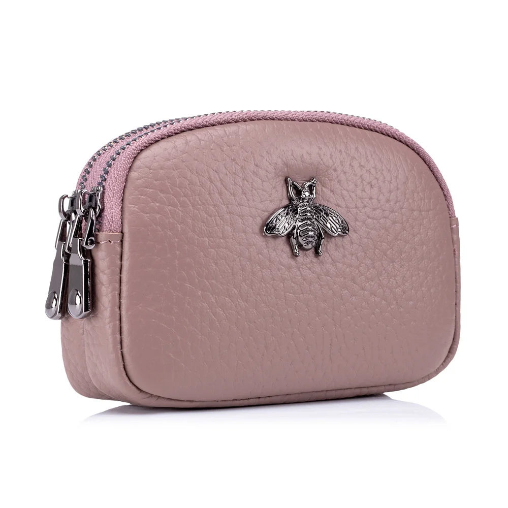 Leather Coin Purse Men Women RFID Blocking Small Change Pocket