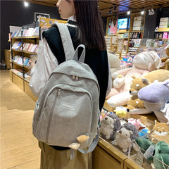 Corduroy Backpack Schoolbag for Teenage Girls Female Back Bag Travel Pack