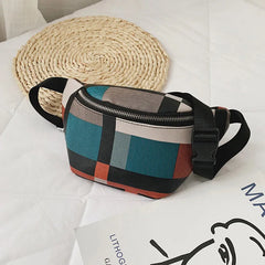 Woman Fanny Pack Pu Leather Stripe Waist Packs Hip Bags Women's Waistband