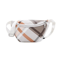 Woman Fanny Pack Pu Leather Stripe Waist Packs Hip Bags Women's Waistband