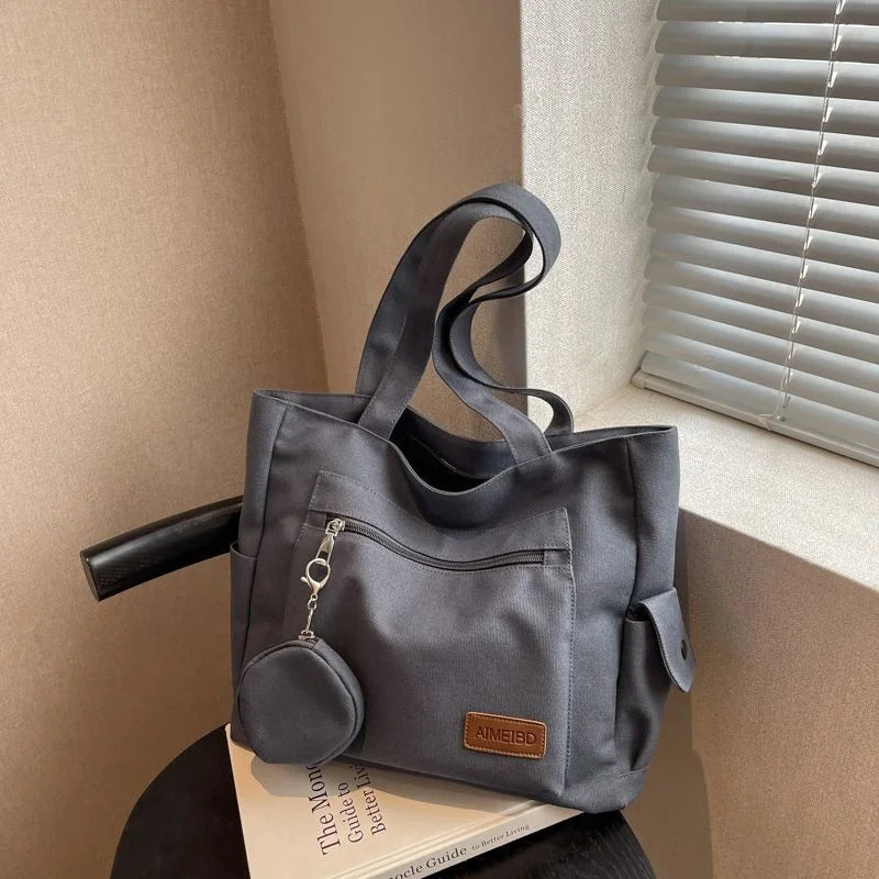 Canvas Handbag for College Students with Large Capacity