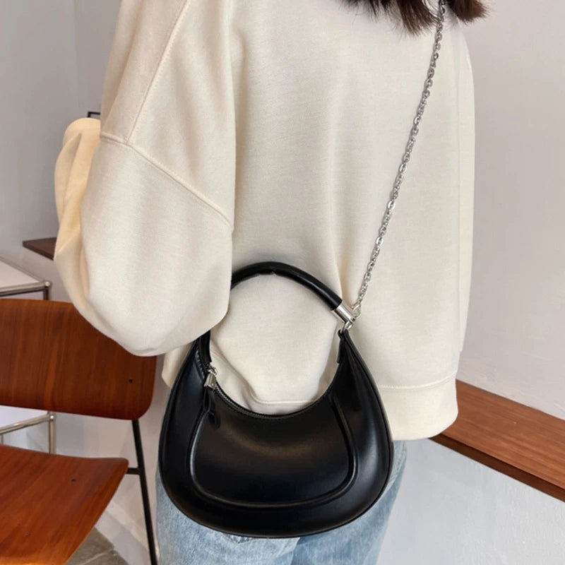 Vintage PU Leather Hobo Bag Chain Crossbody Clutch Purse