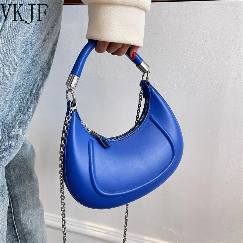 Vintage Leather Hobo Bag for Women Small Crossbody Purse with Chain