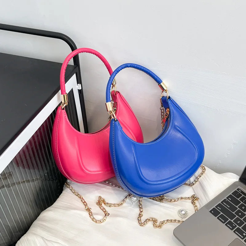 Vintage Leather Hobo Bag for Women Small Crossbody Purse with Chain