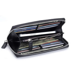 Large Capacity Leather Long Wallet with Zipper Handbag