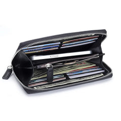 Woven Long Women's Leather Wallet Zipper Handbag
