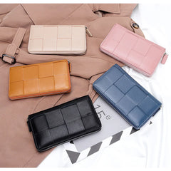 Large Capacity Leather Long Wallet with Zipper Handbag