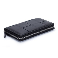 Woven Long Women's Leather Wallet Zipper Handbag