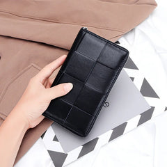Large Capacity Leather Long Wallet with Zipper Handbag