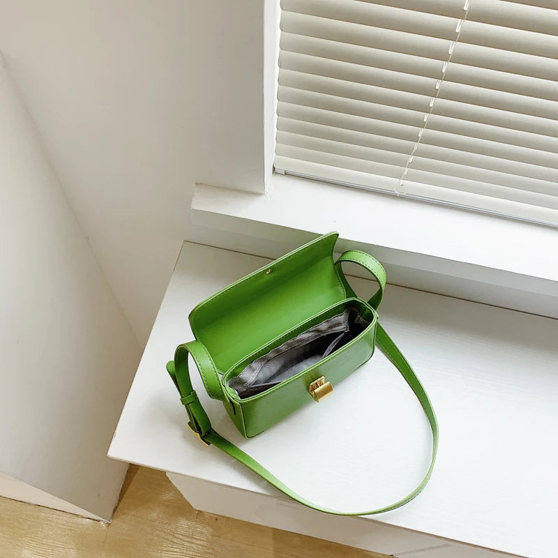 Women Small Square Bag Ins Handbag PU Leather Ladies Crossbody Shoulder Bag
