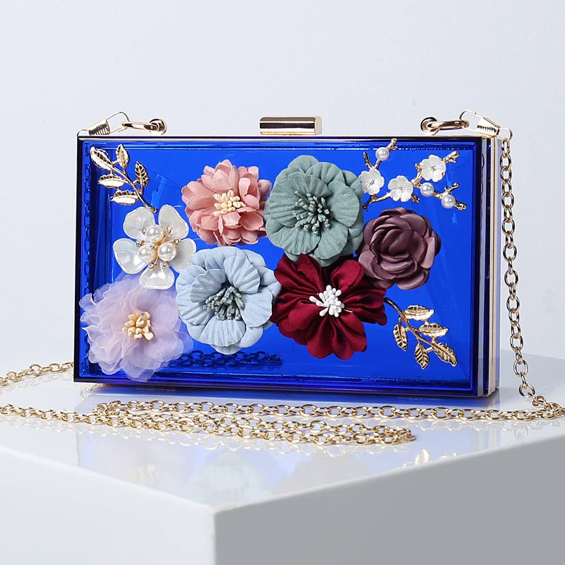 Acrylic Applique Crossbody Clutch Bag for Women, Transparent Clear