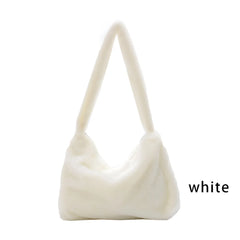 Woman Plush Shoulder Bag Large Capacity Handbag Organizers Zipper Closure Bags