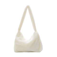 Woman Plush Shoulder Bag Large Capacity Handbag Organizers Zipper Closure Bags