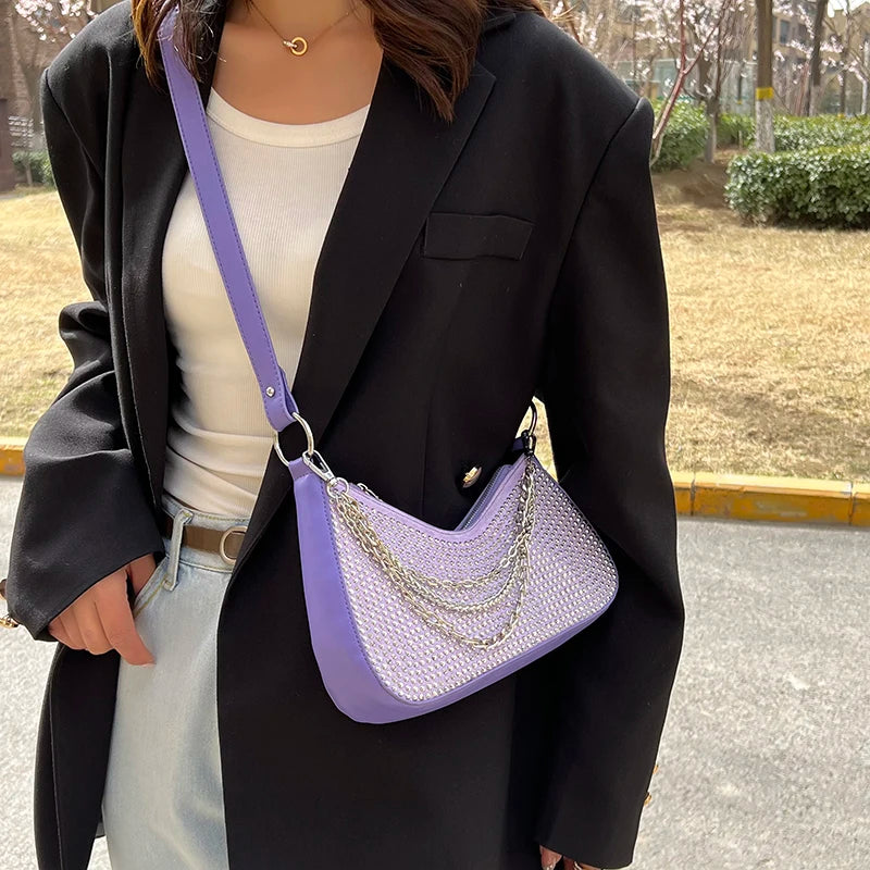 Rivet Shoulder Bag Vintage Small Crossbody Bag Metal Chain Accesori