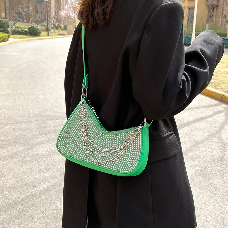 Rivet Shoulder Bag Vintage Small Crossbody Bag Metal Chain Accesori