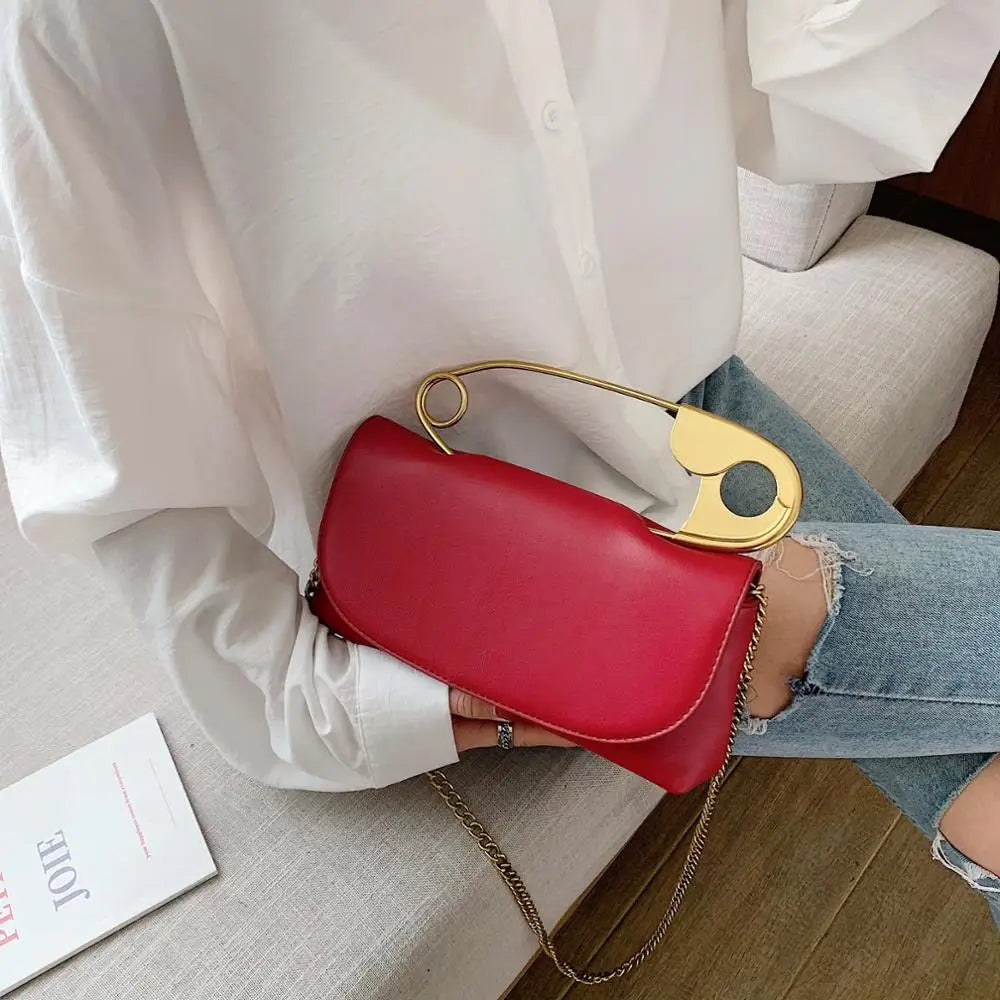 Personality Pin Handbag Shoulder Bag Chain Crossbody Bag