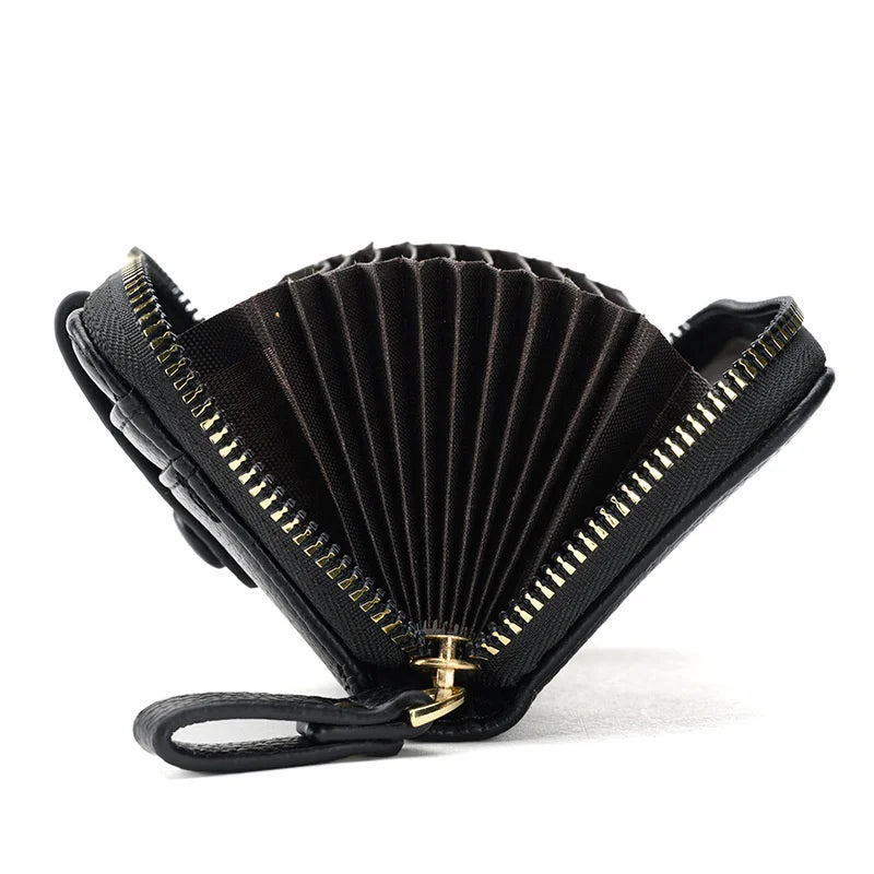 Women Small Wallet Lychee Pattern Card Bag Short Version Zero Wall