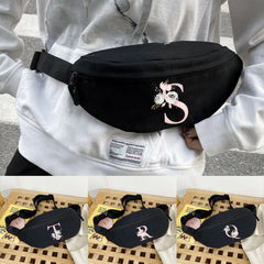 Pink Flower Waist Bag Fanny Pack Outdoor Sports Crossbody Bag