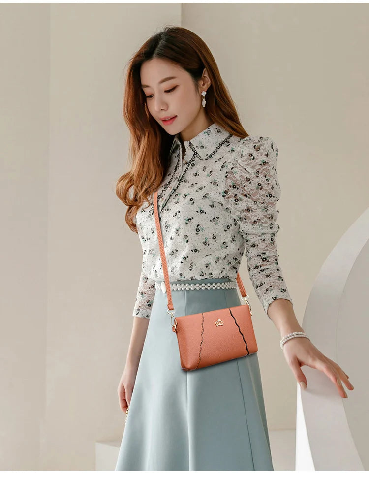 Vintage Leather Shoulder Bag Crossbody Small Sac Handbag for Women