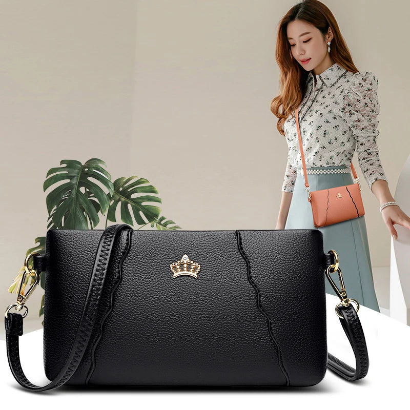 Vintage Leather Shoulder Bag Crossbody Small Sac Handbag for Women