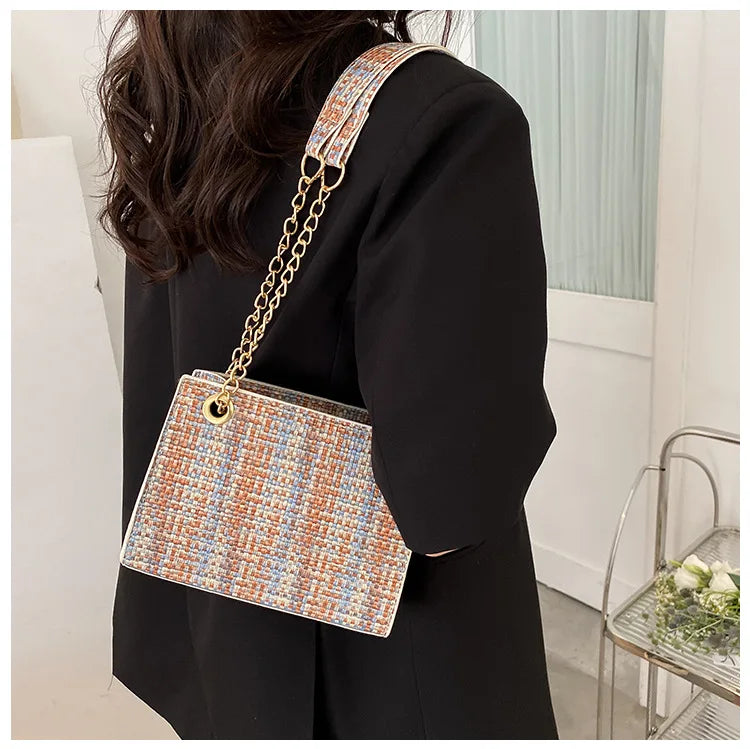 Large-capacity Chain Shoulder Bags Crossbody Contrast Colors