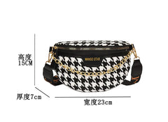Women Waist Packs Crossbody Chest Bag Plaid PU Leather Fanny Pack