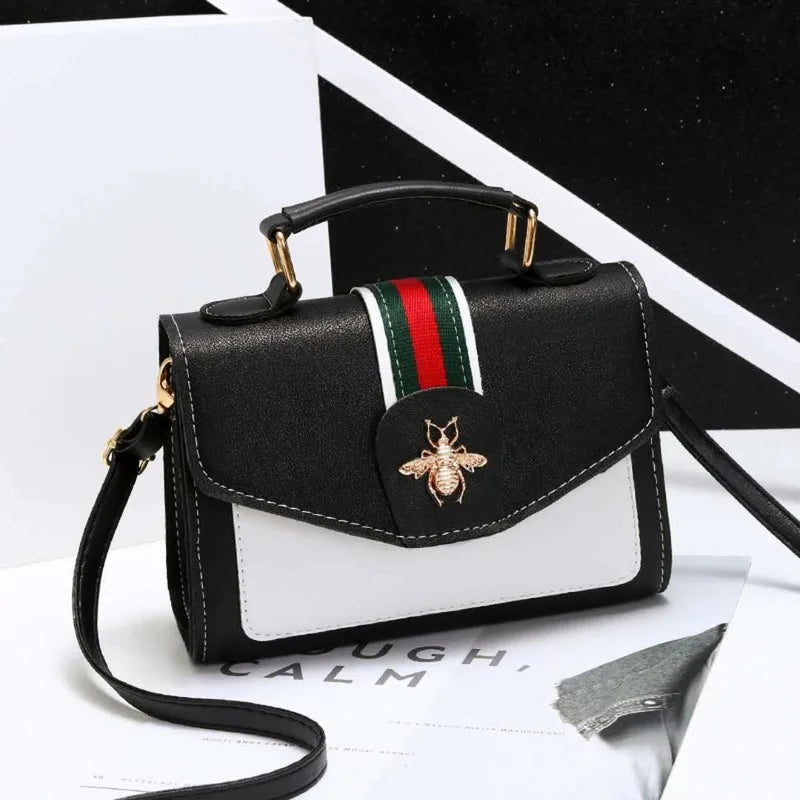 Women Contrast Handbag Female Classic Crossbody Bag Flap Bag Leather Shoulder Me