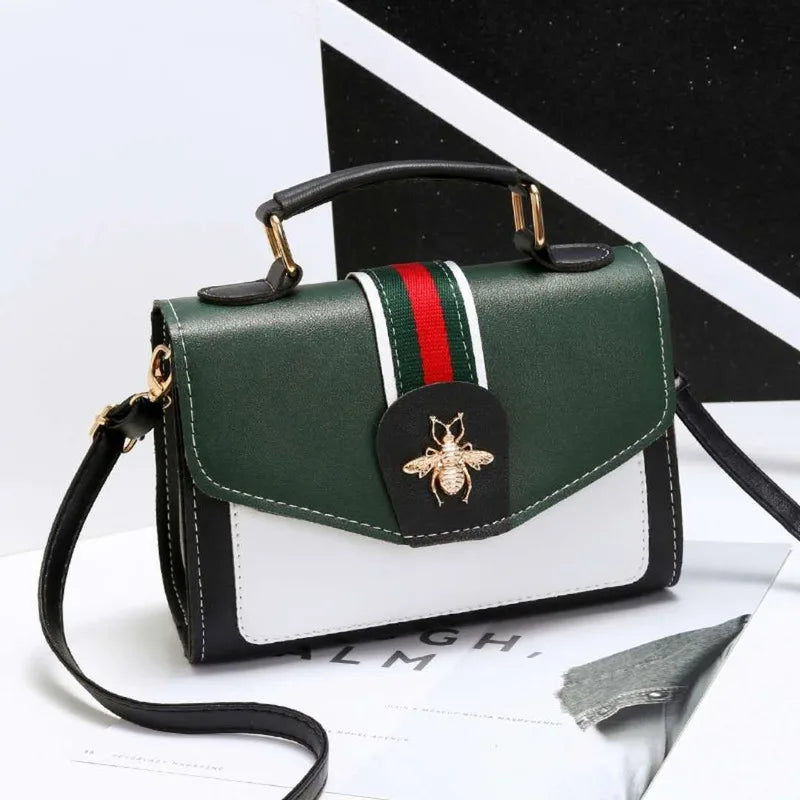 Women Contrast Handbag Female Classic Crossbody Bag Flap Bag Leather Shoulder Me
