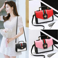 Women Contrast Handbag Female Classic Crossbody Bag Flap Bag Leather Shoulder Me