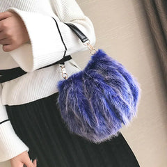 Women's Faux Fur Clutch Evening Tote Party Shoulder Purse Handbag Solid Fresh