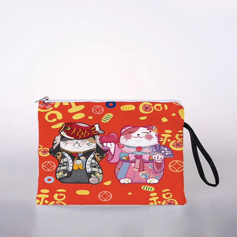Japanese Lucky Cat Cosmetic Bag Travel Storage Bag