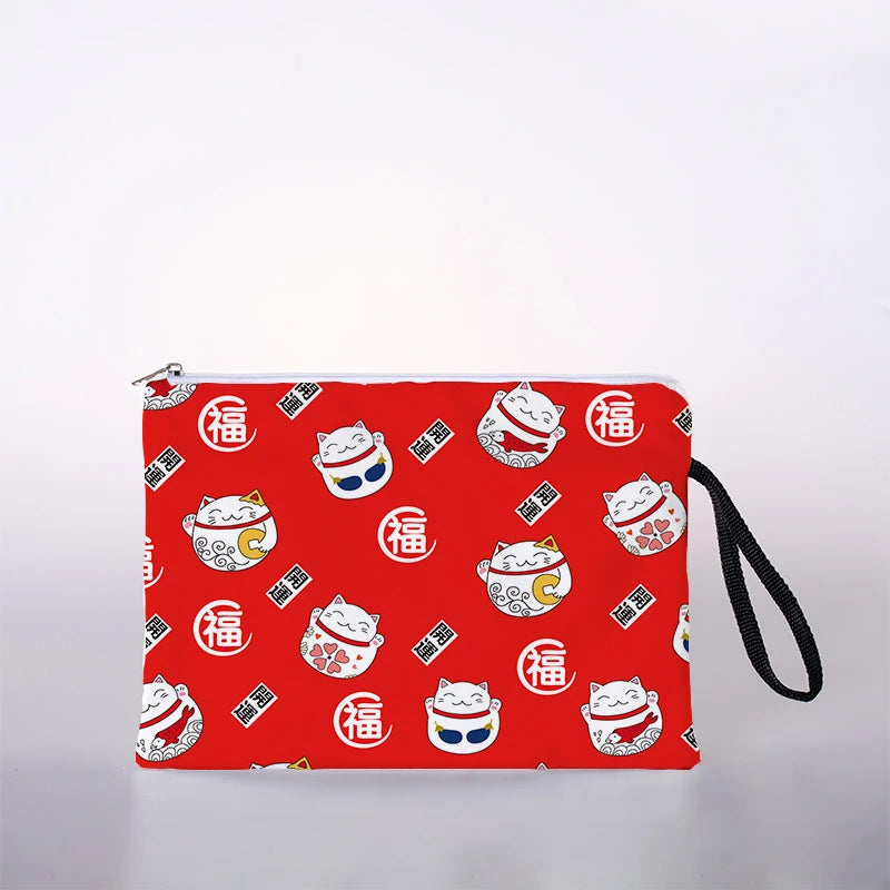 Japanese Lucky Cat Cosmetic Bag Travel Storage Bag