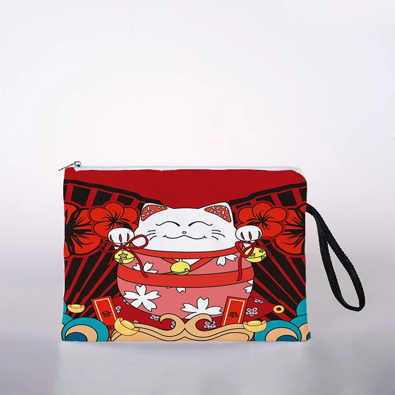 Japanese Lucky Cat Cosmetic Bag Travel Storage Bag