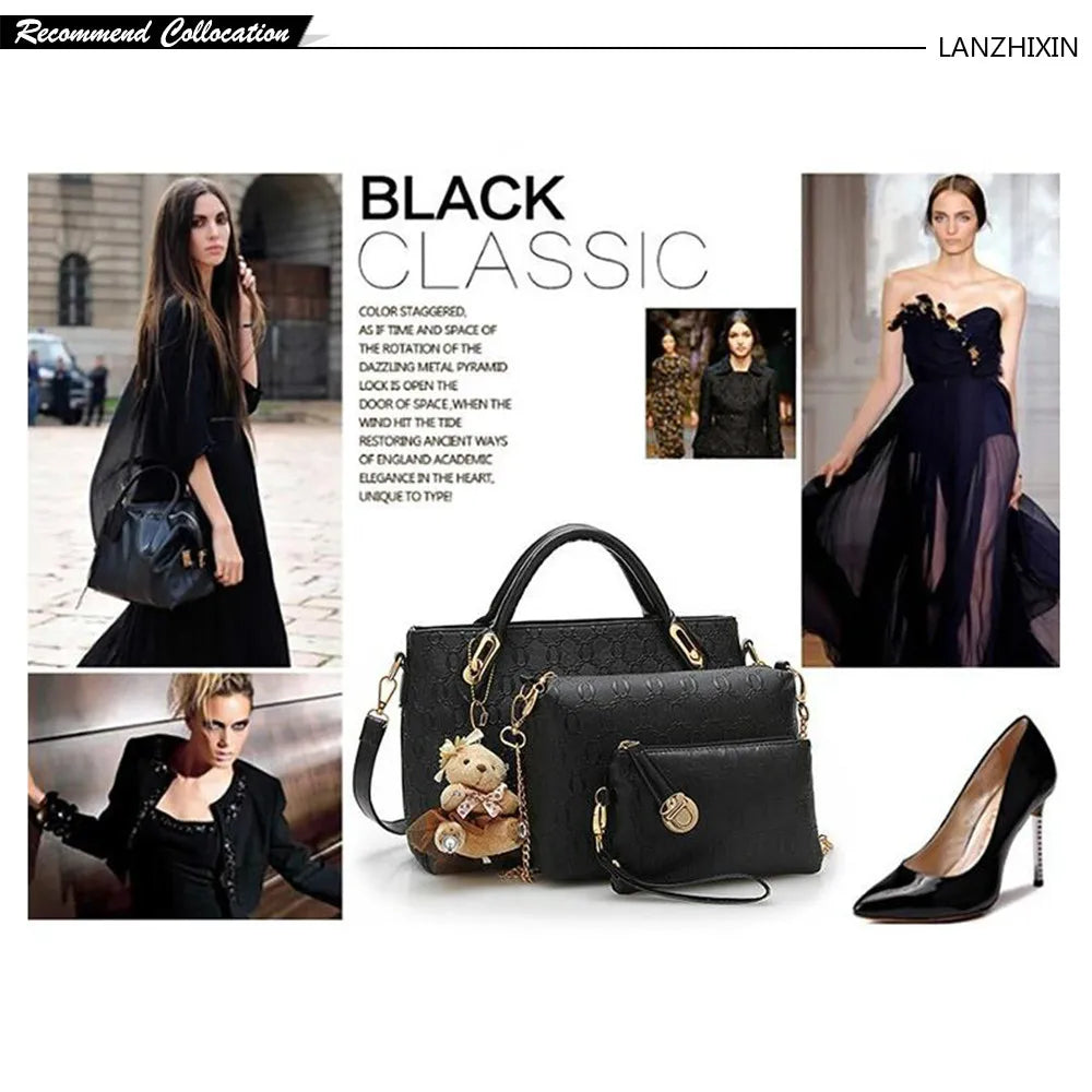 Vintage Women's Handbag Set - 4 Piece Shoulder Bag Collection