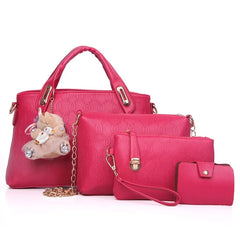 Women 4Pcs Handbags PU Shoulder Bags OL Tassel Messenger/Tote Bag