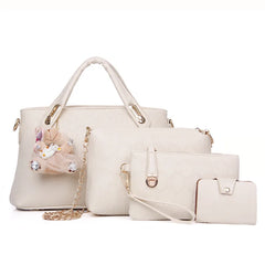 Women 4Pcs Handbags PU Shoulder Bags OL Tassel Messenger/Tote Bag