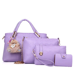 Women 4Pcs Handbags PU Shoulder Bags OL Tassel Messenger/Tote Bag