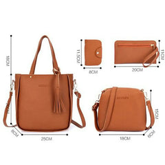 Women 4pcs PU Leather Shoulder Bag Set