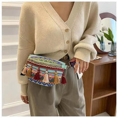Women Fringe Crossbody Pack Adjustable Waist Chest Fanny Bag
