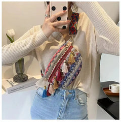 Women Fringe Crossbody Pack Adjustable Waist Chest Fanny Bag