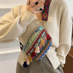 Women Fringe Crossbody Pack Adjustable Waist Chest Fanny Bag