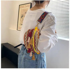 Women Fringe Crossbody Pack Adjustable Waist Chest Fanny Bag