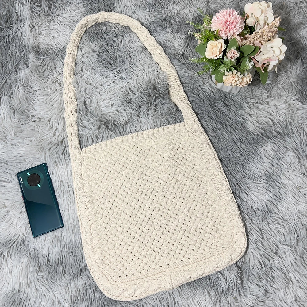 Knit Shoulder Bag Large-capacity Tote Female Handbag