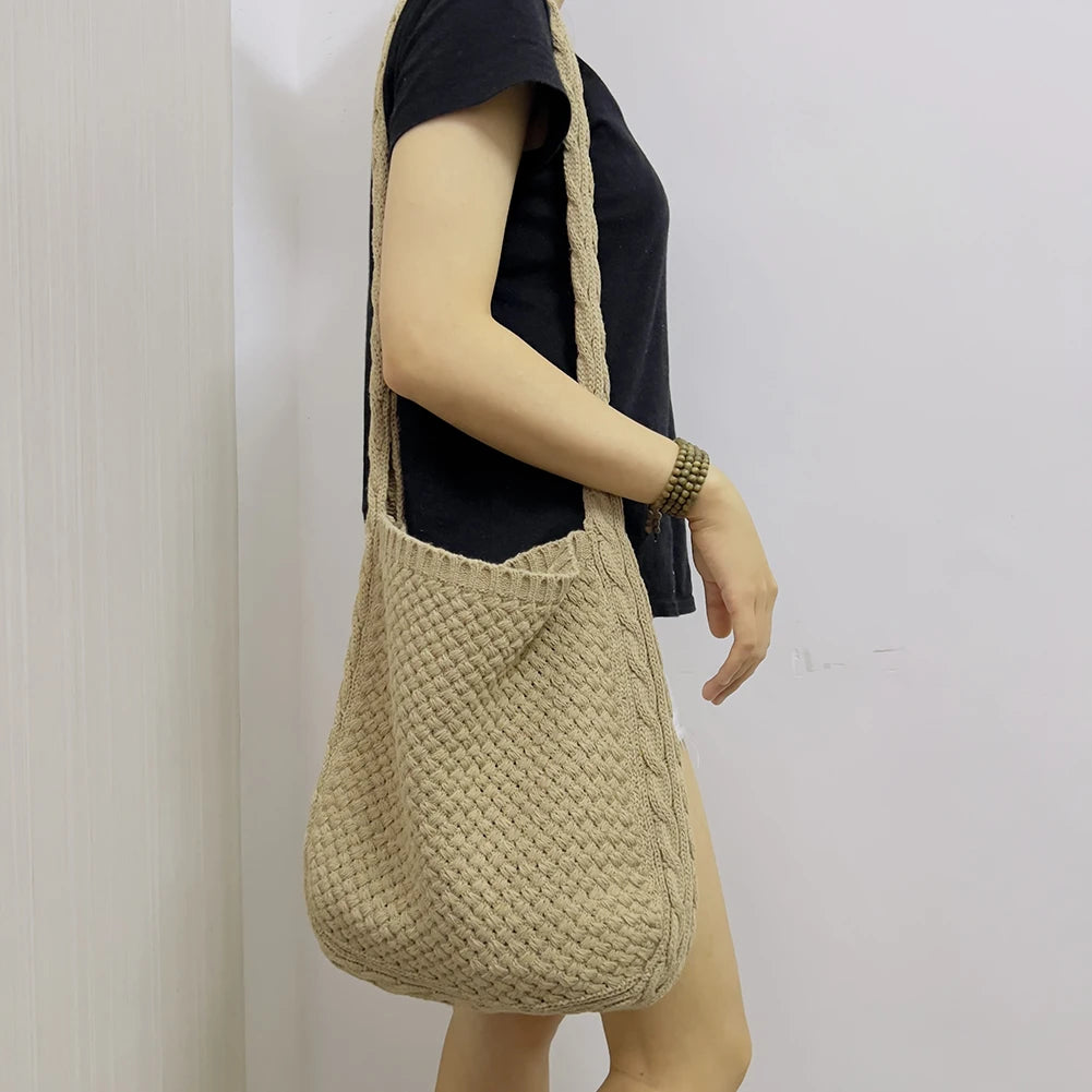 Knit Shoulder Bag Large-capacity Tote Female Handbag