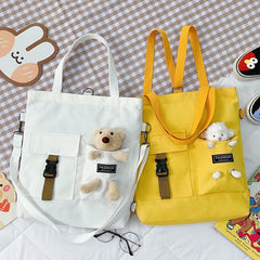 Cartoon Canvas Women Backpack Handbag Student School Shoulder Crossbody Bag