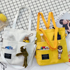 Cartoon Canvas Women Backpack Handbag Student School Shoulder Crossbody Bag