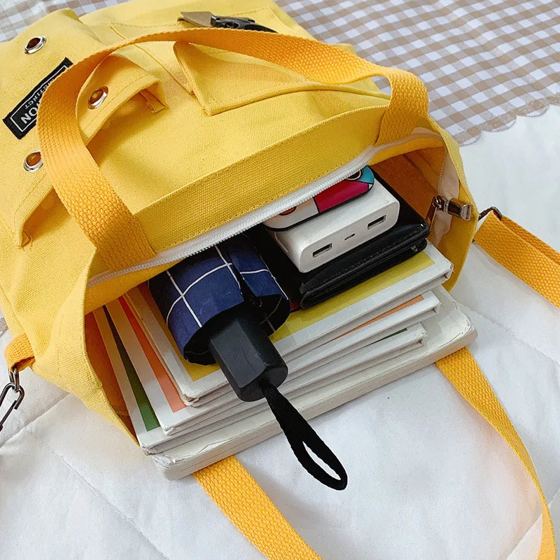 Cartoon Canvas Women Backpack Handbag Student School Shoulder Crossbody Bag