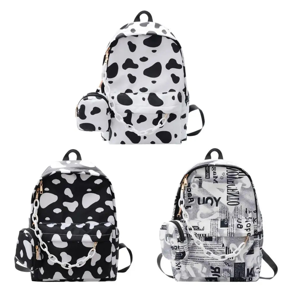 Cow Milk Pattern Backpack for Teenagers