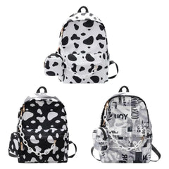 Cow Milk Pattern Backpack for Teenagers