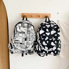 Cow Milk Pattern Backpack for Teenagers